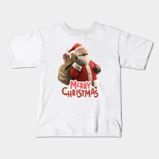 Smiling Santa Claus Merry Christmas Kids T-Shirt